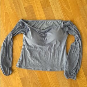 Klassy Network Women's Off-Shoulder Long Sleeve Top - Heather Blue